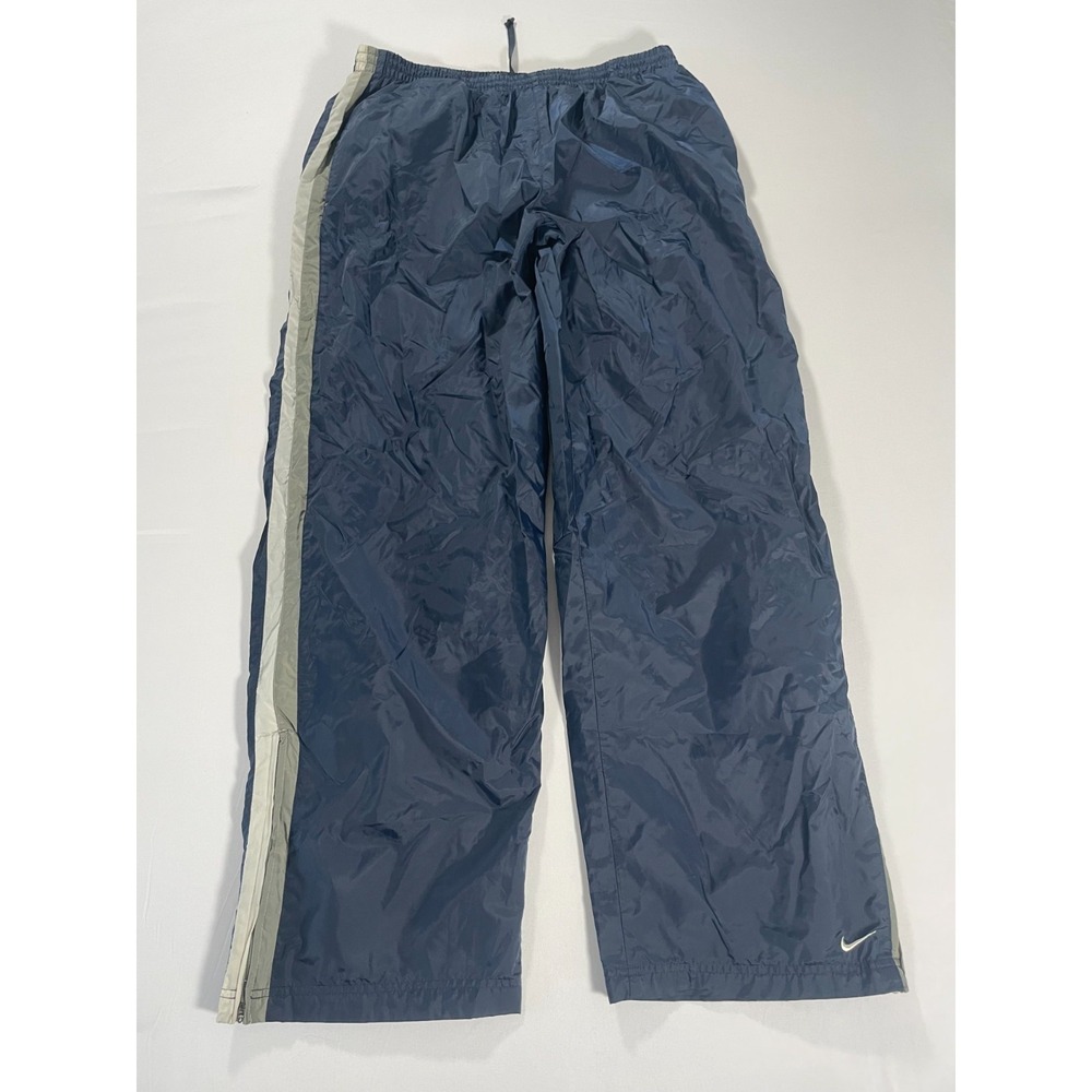 Vintage Nike Y2K Track Pants Mens 2XL Swoosh Baggy Wide Leg Lined Navy Gray